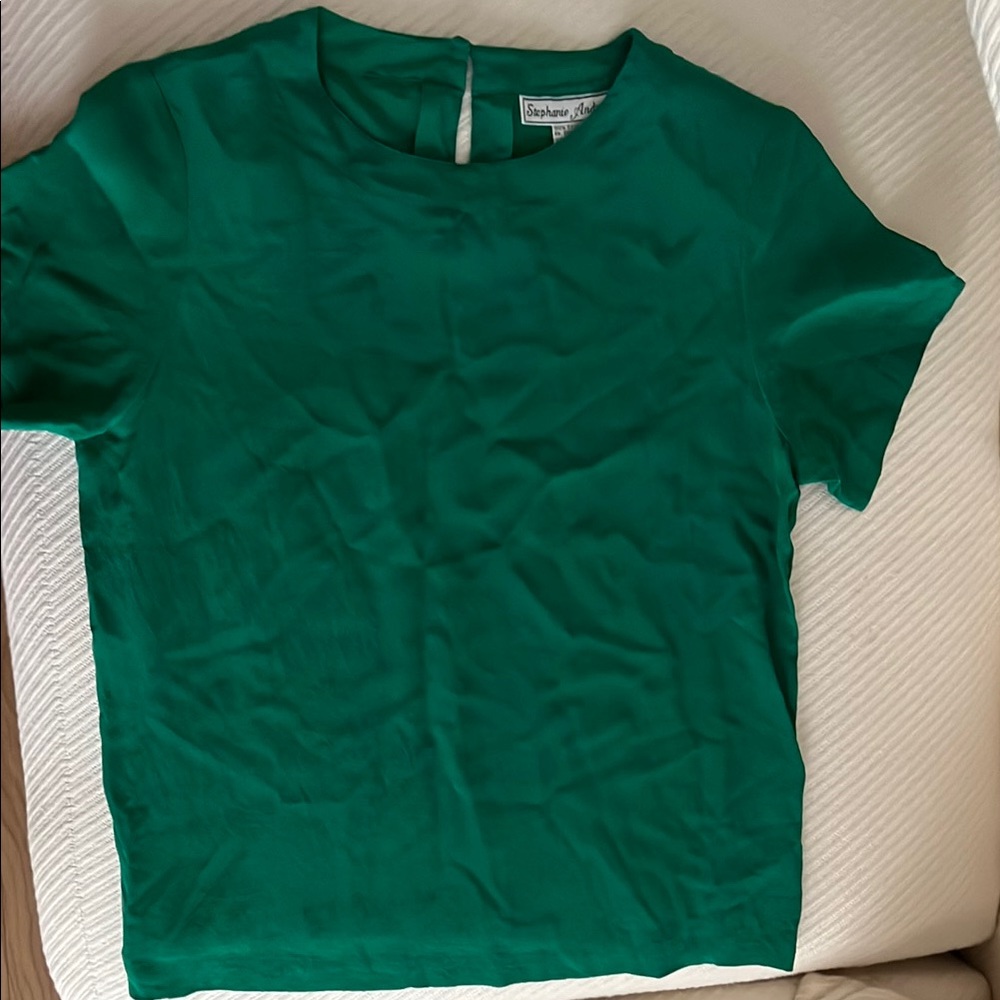 Green silk top
